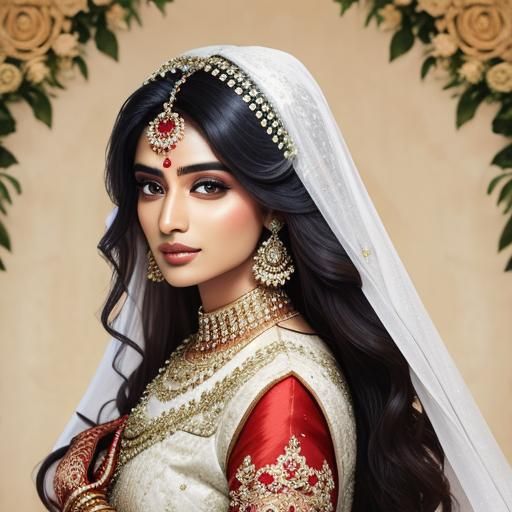 Beautiful Indian Bridal Portrait with Open Hair