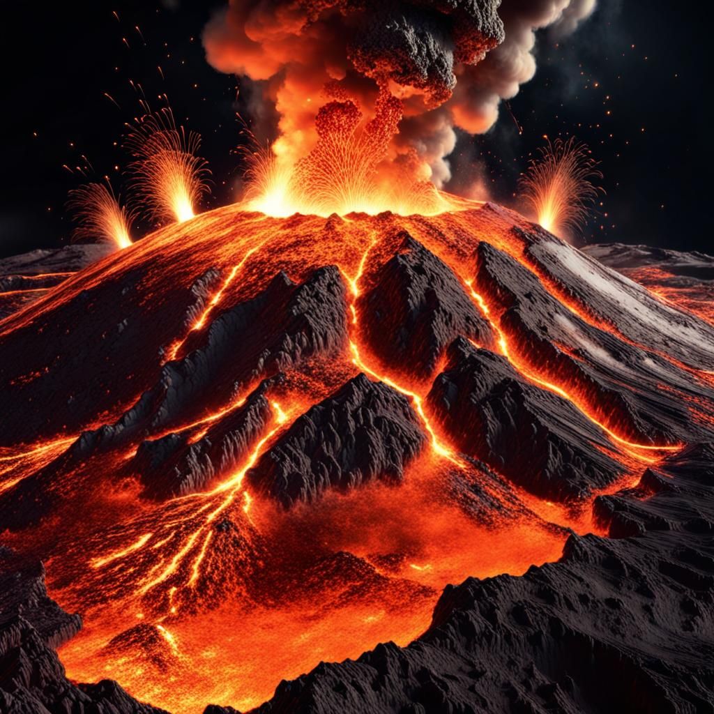 Supervolcano Eruption From Space in 3D Rendering