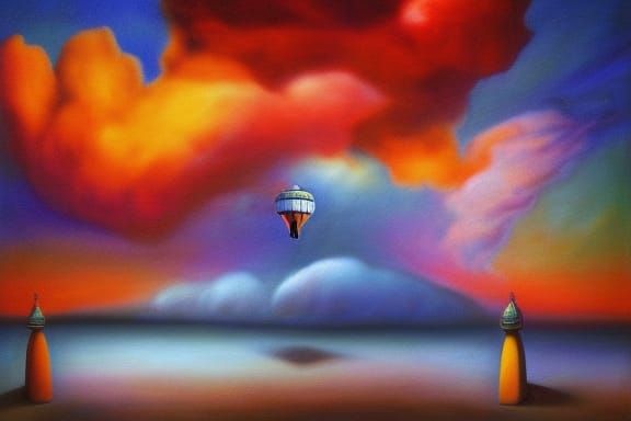 Surreal Sky of Hot Air Balloons in Digital Oil Painting