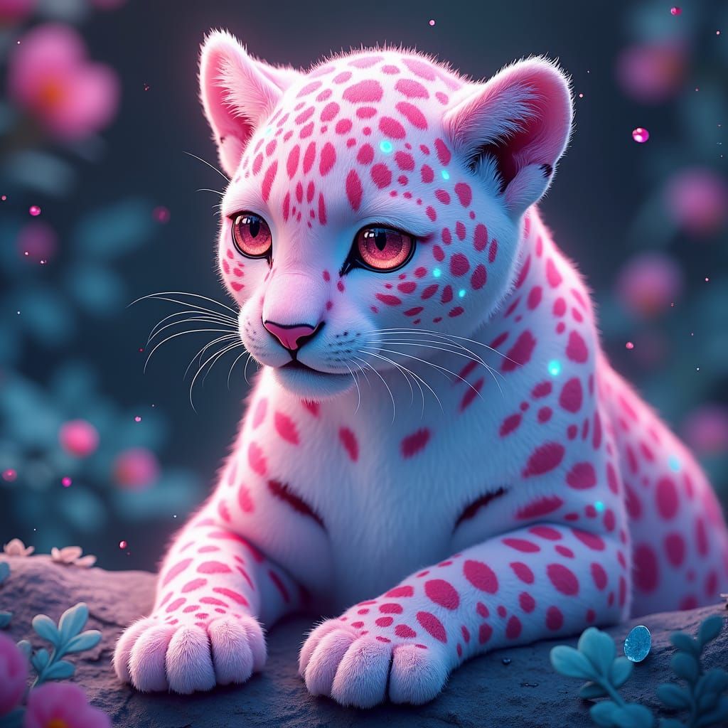 Anime Leopard with Crystalline Accents in 8K