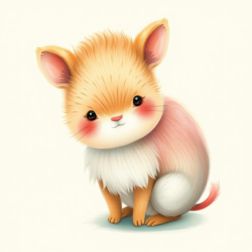 Pastel Whimsical Creature Illustration in Storybook Style