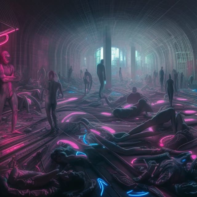 Comatose Humans in Cyberpunk Tech, Concept Art