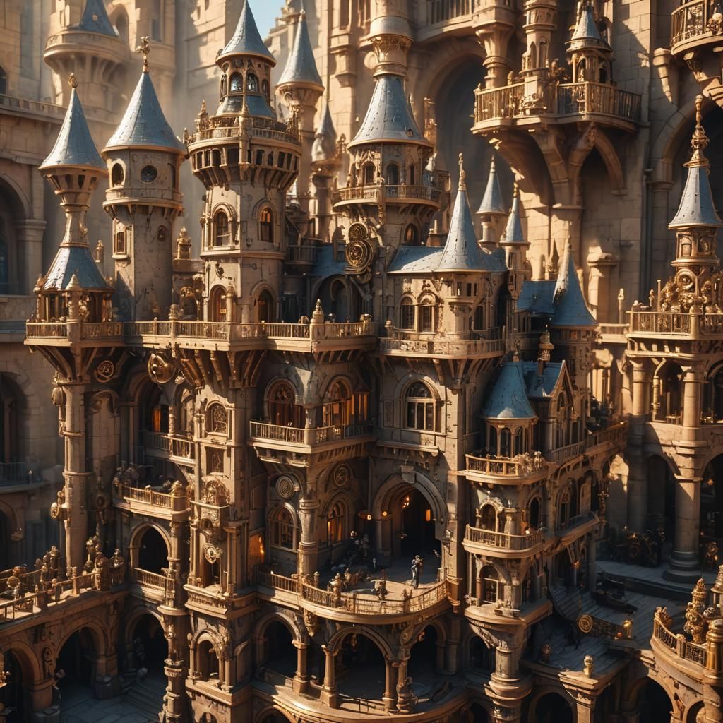 Steampunk Castle in Mystical City, Studio Trigger Style