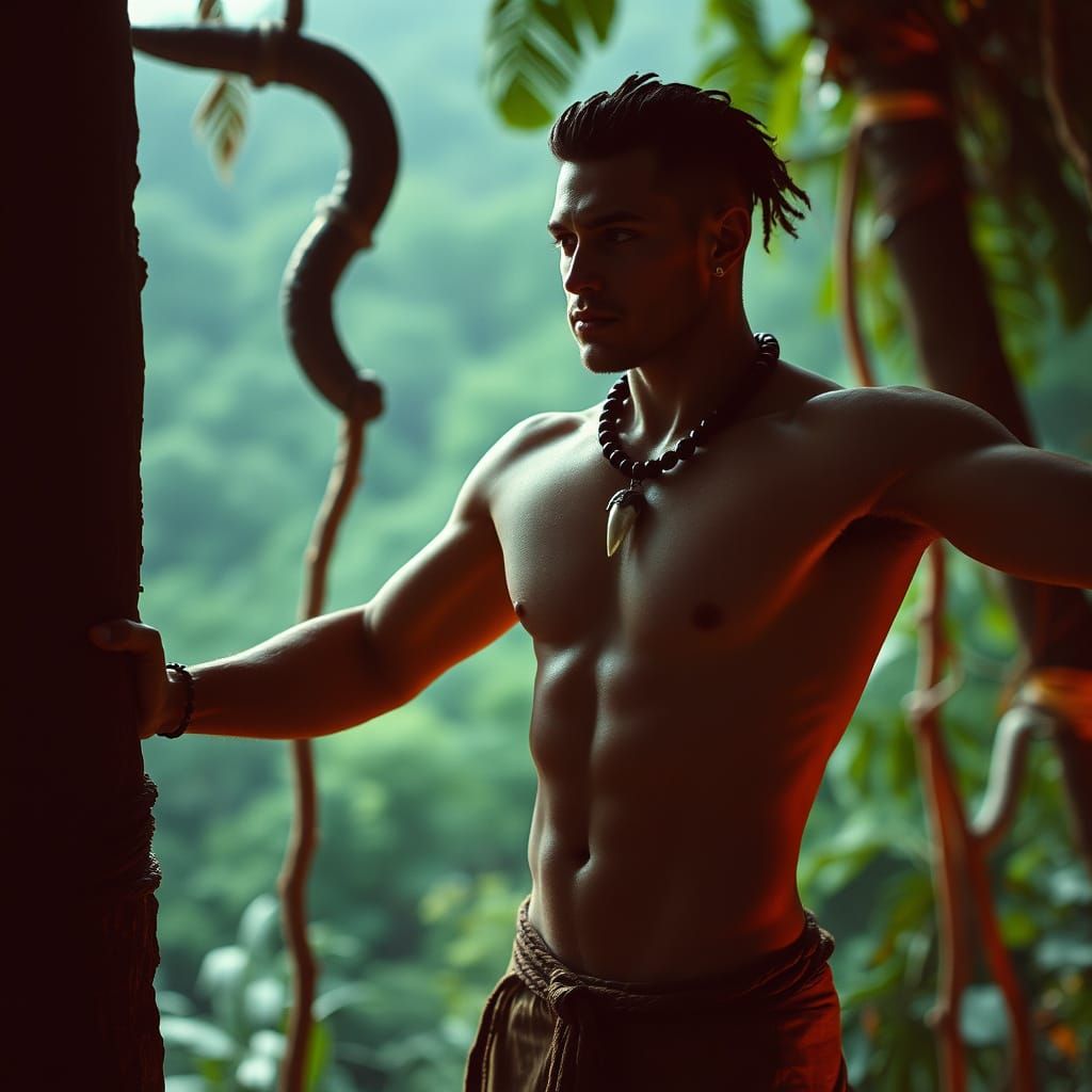 The Serpent's Chosen: A Seductive Warrior in a Sacred Jungle