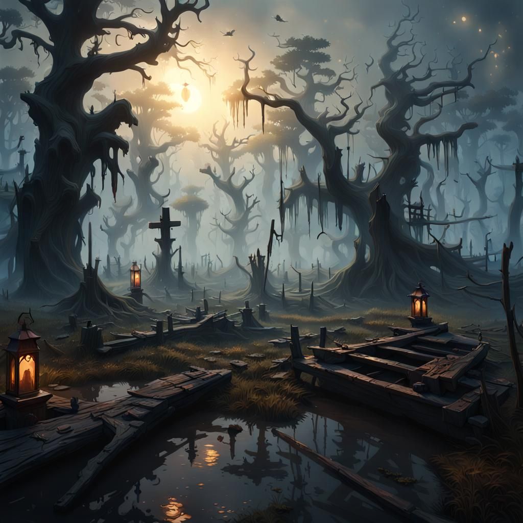 Dark Fantasy Graveyard Swamp in Unreal Engine