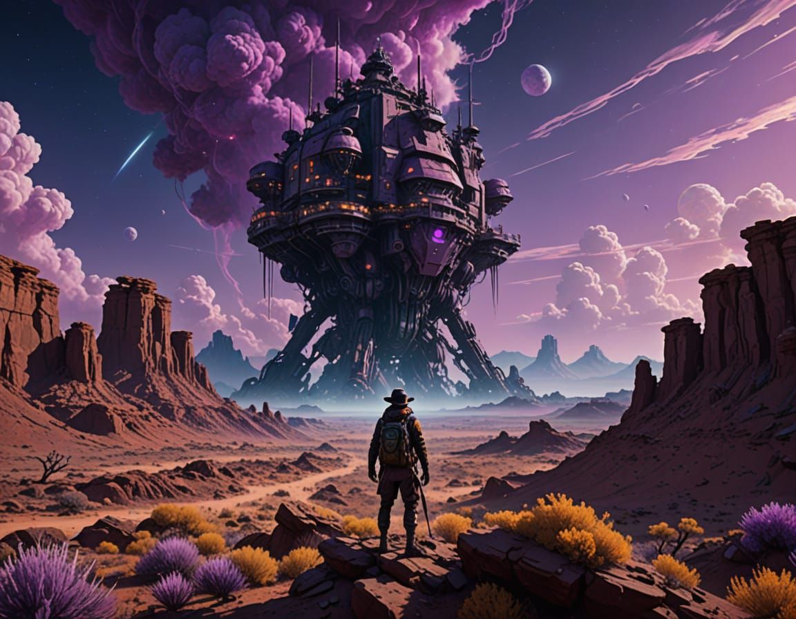 Oil-punk Explorer in Alien Landscape, Stop Motion Animation