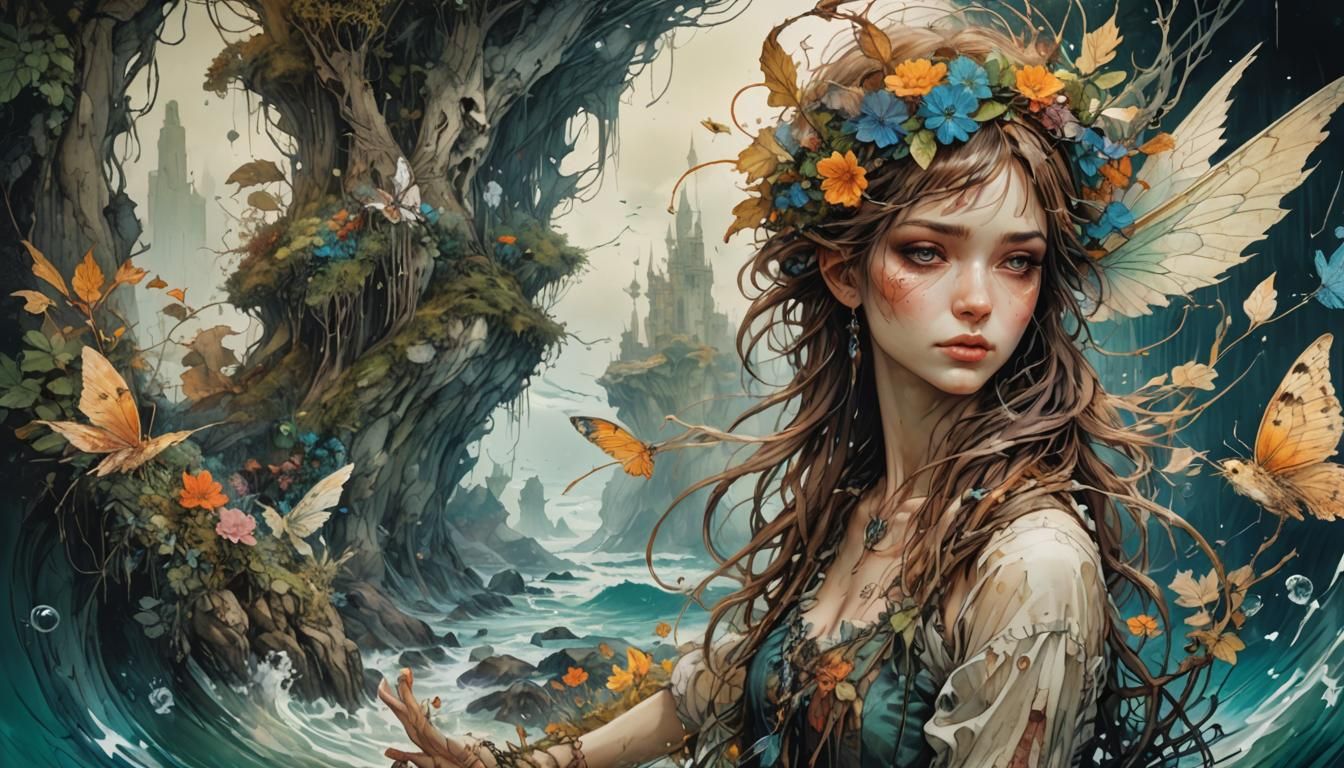 Giants Drowning Fairies in Irish Ocean, Anime Style