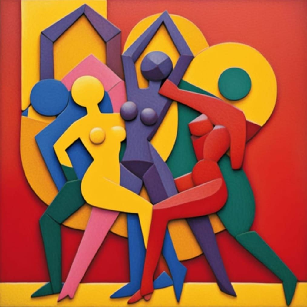 Wooden Mosaic Sculpture Inspired by Cubism