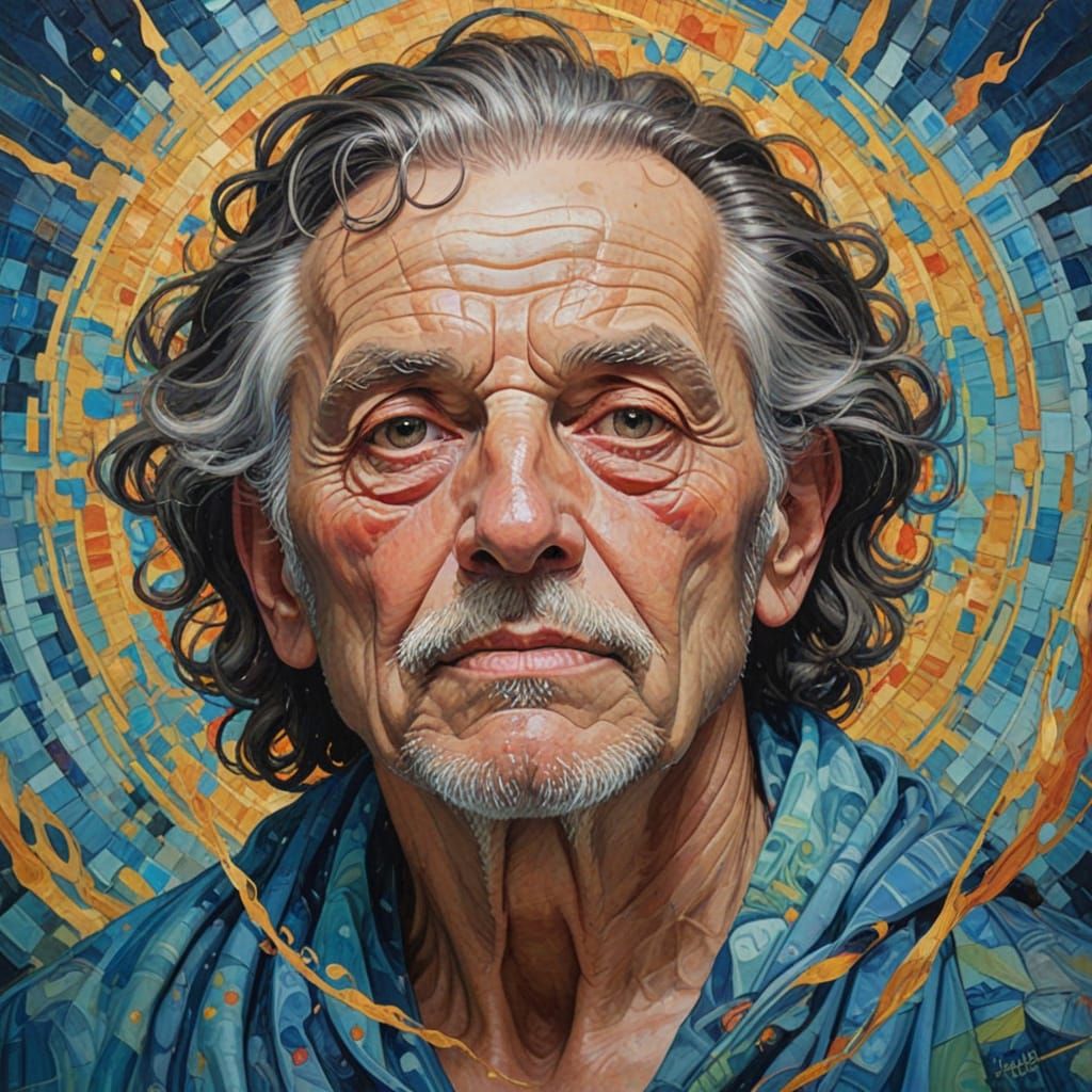 Ethereal Portrait of a Wise Gemini in Vibrant Colors