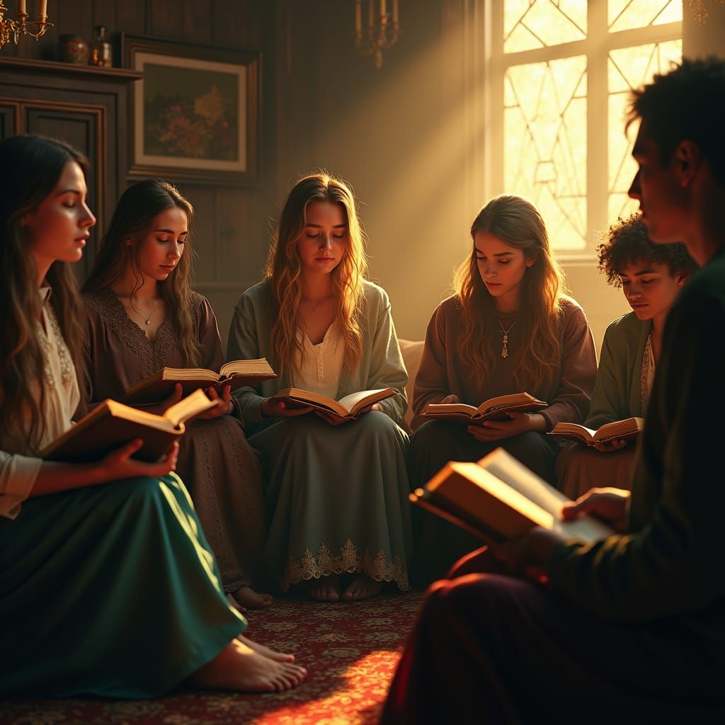 Cozy Home Church: Young Adults in Golden Light