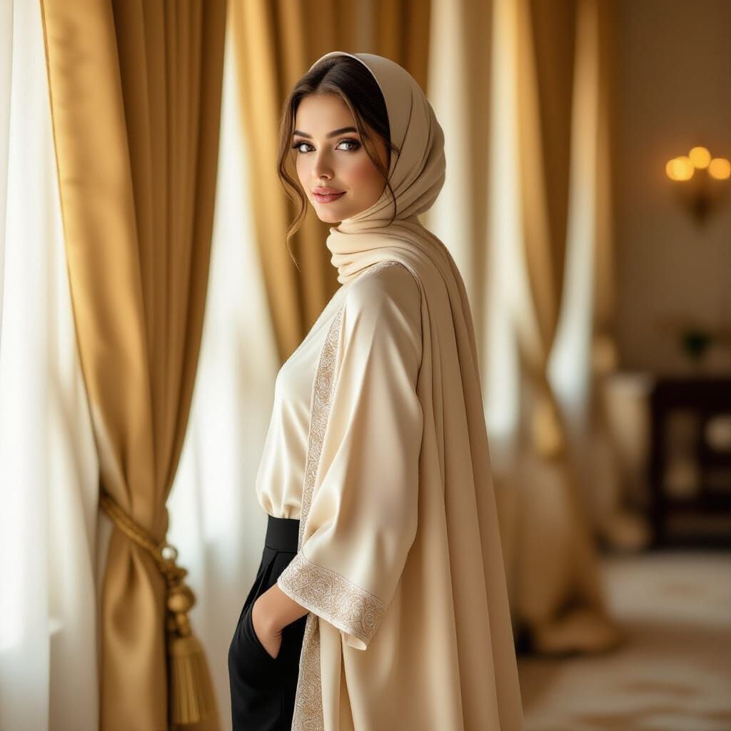 Elegant Woman in Luxurious Interior, High Fashion Photo