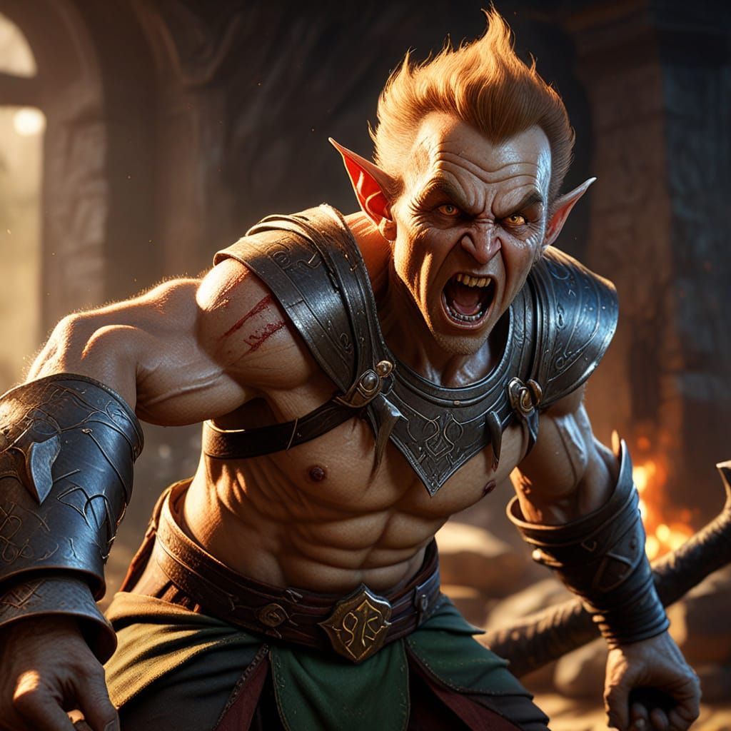 Muscular Dwarf Warrior in Epic Oil Painting