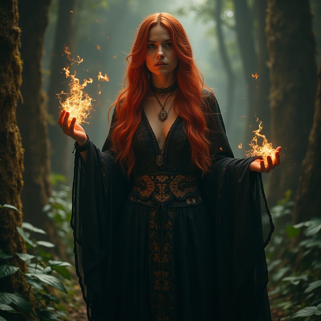 Mysterious Sorceress in a Hidden Grotto