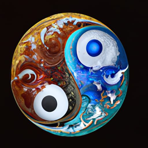 Detailed Ying Yang Sun Moon Illustration
