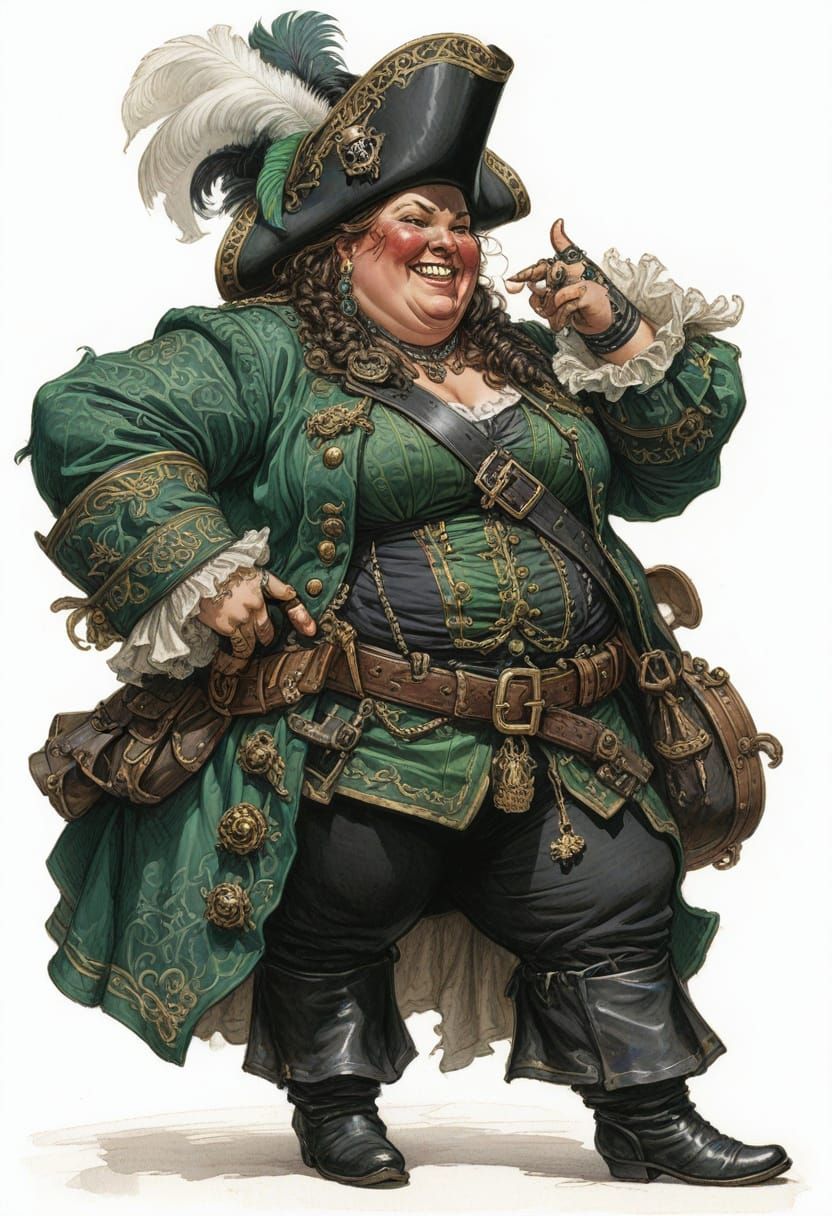 18th Century Pirate Queen in Heroic Fantasy Style