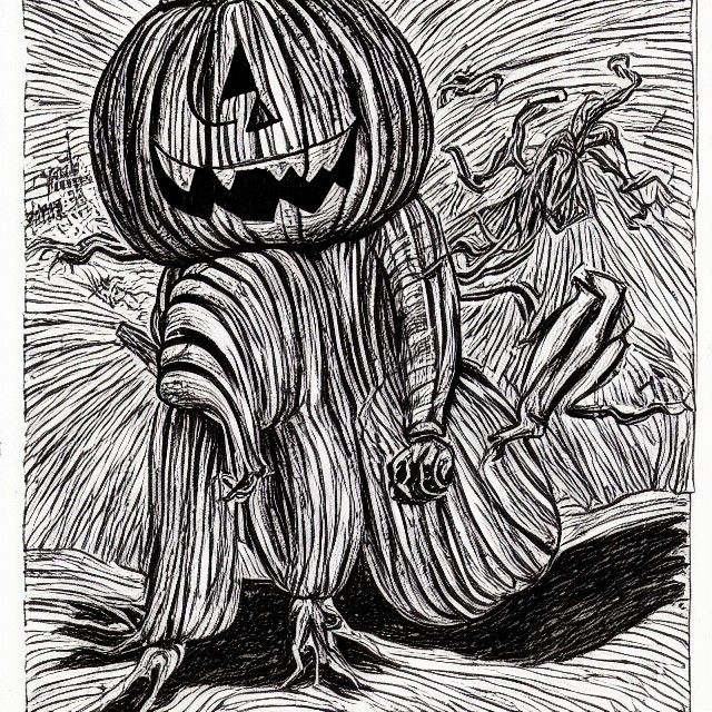 Junji Ito Inspired Pumpkin Monster Comic Art