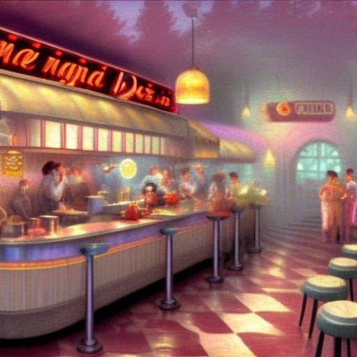 1950s Diner in Ethereal Fantasy Style