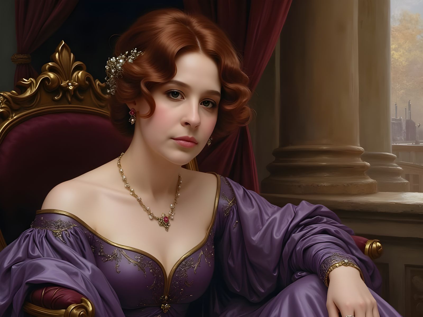 Regal Woman in 18th-Century Rococo Style