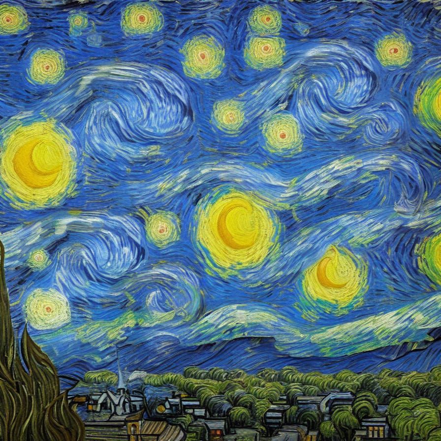 Turbulent Starry Night Sky in Van Gogh Style