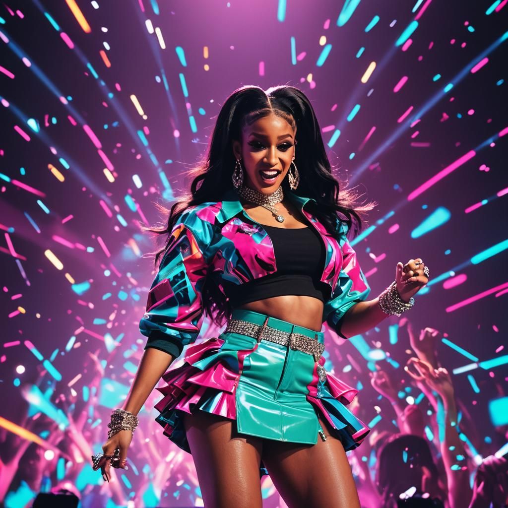 Hyper-Pop Portrait of a Dancer on Stage