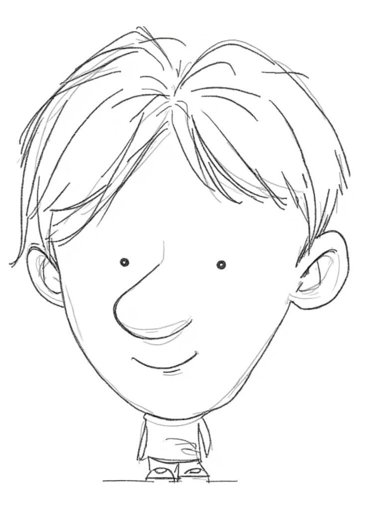 Cartoon Boy with Black Hair in 3D Pixar Style