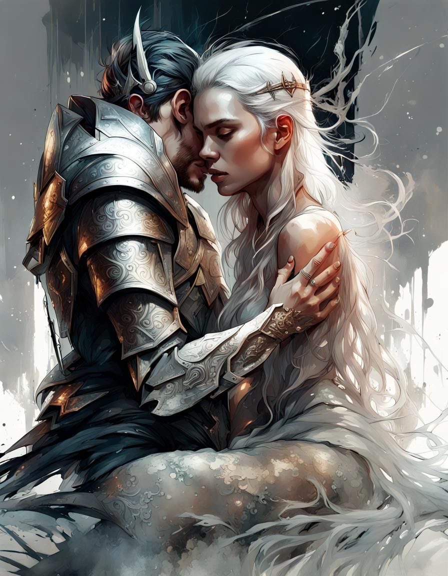 Elven Knight's Allegiance: A Hyperdetailed Digital Painting