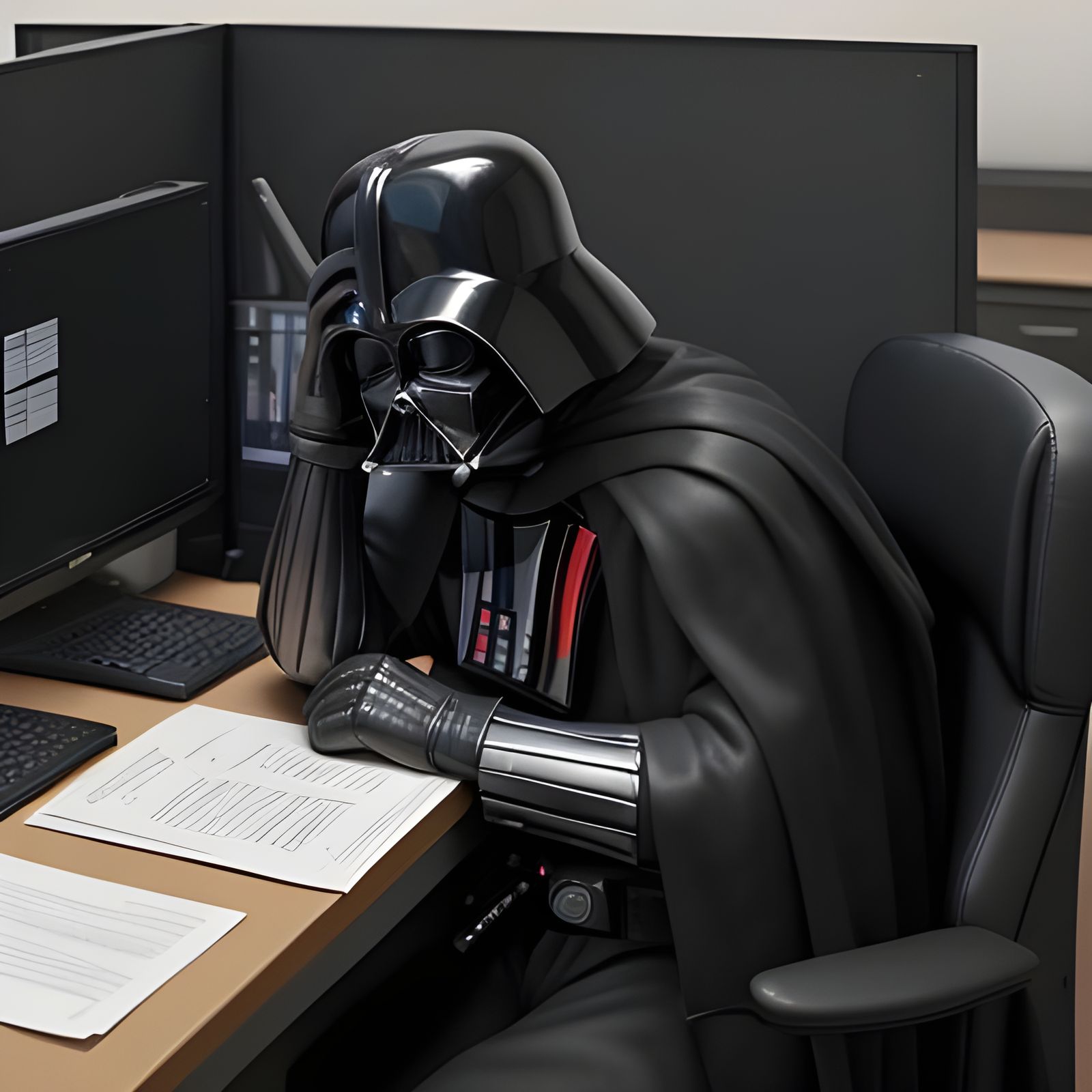 Darth Vader Contemplates Office Bobblehead