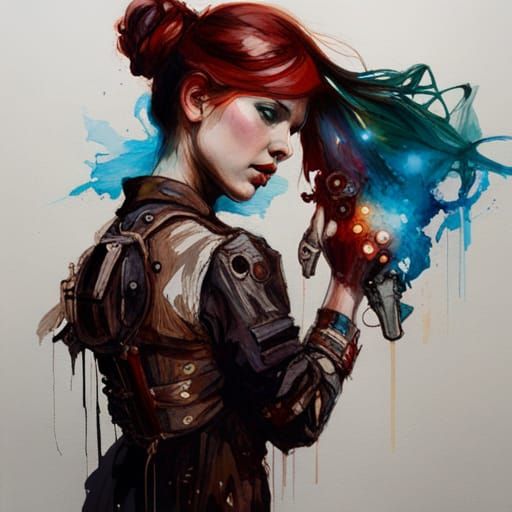 Steampunk Museum Epic in Gouache Watercolor Style