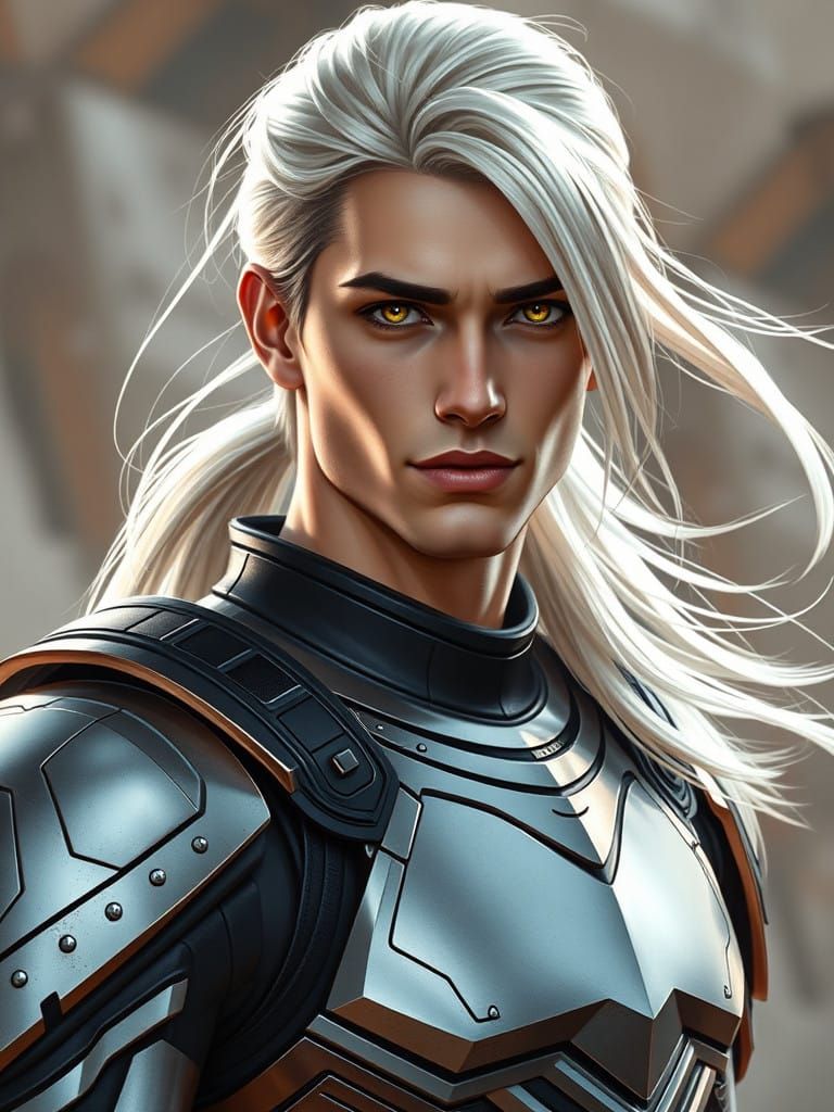 Golden Visionary in Futuristic Armor