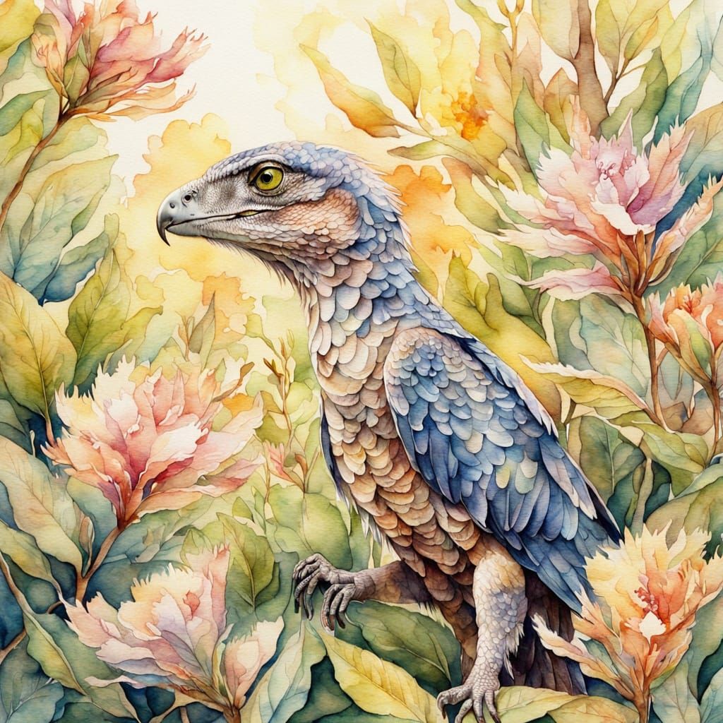 Raptor Playing in Garden, Albrecht Durer Watercolor