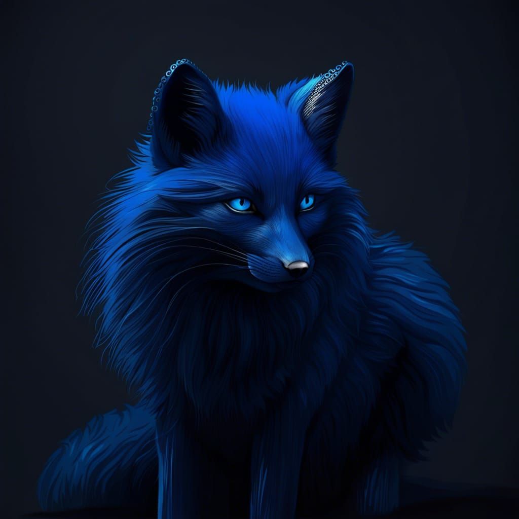 Blue-Furred Fox with Piercing Blue Eyes