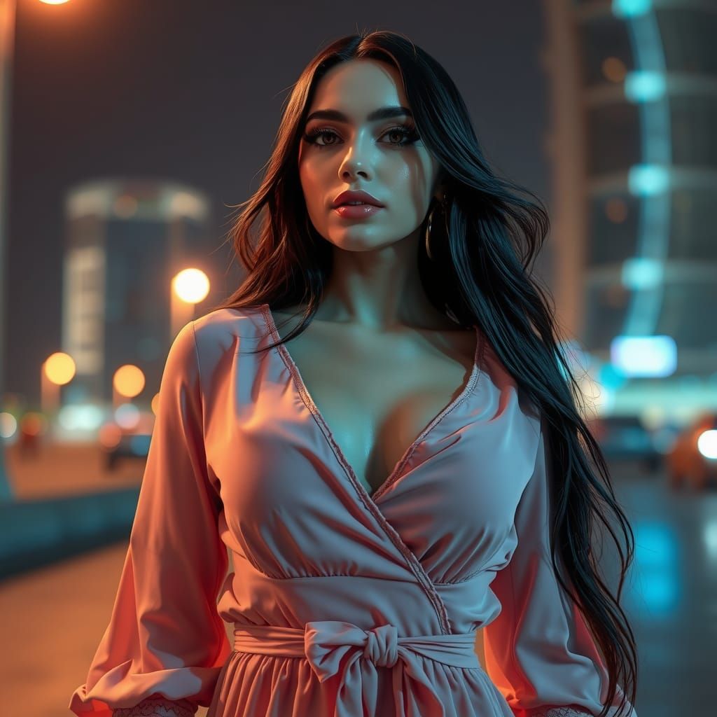 Elegant Dubai Girl in Dress: 8K Resolution Portrait