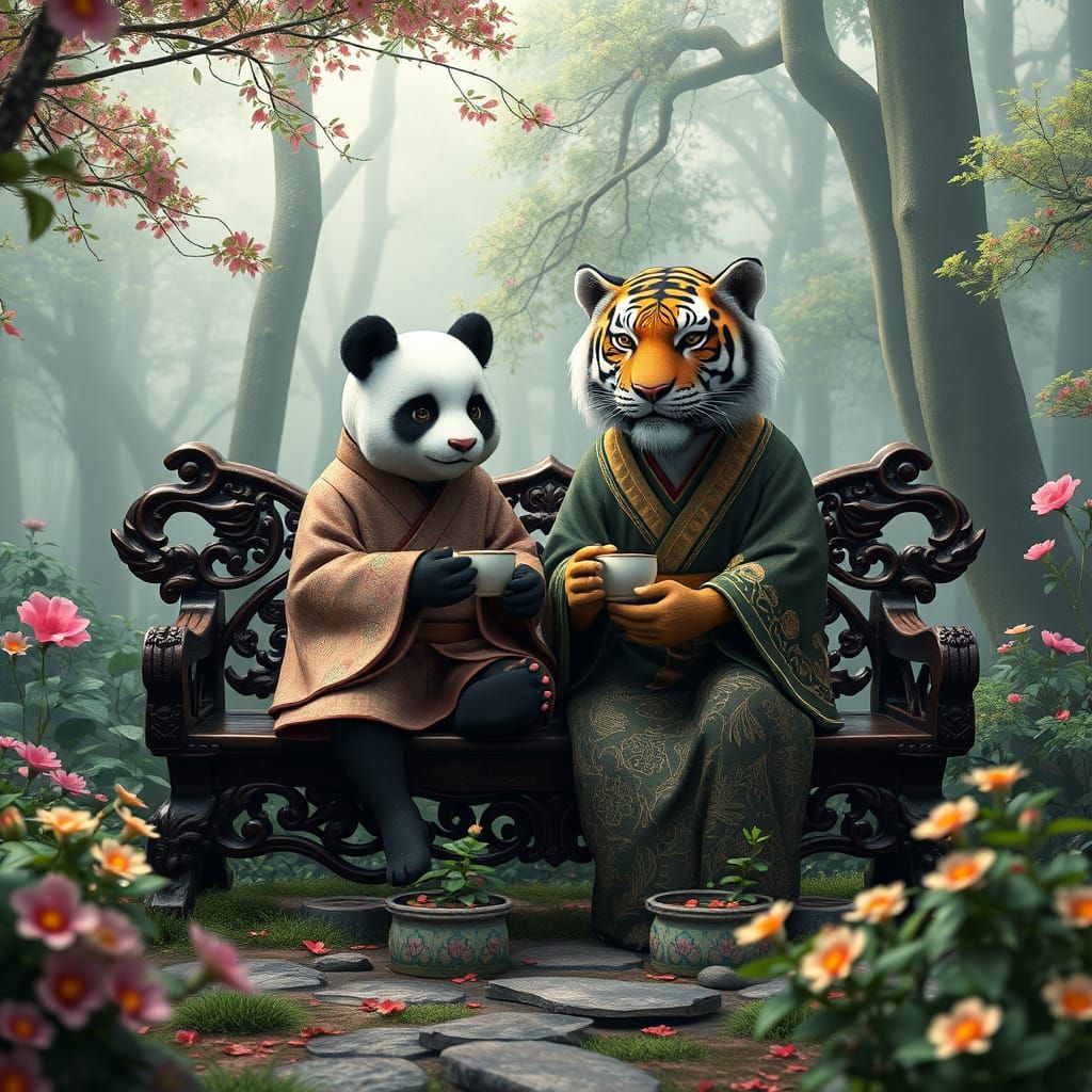 Serenely Drunk in a Misty Forest Tea Ceremony