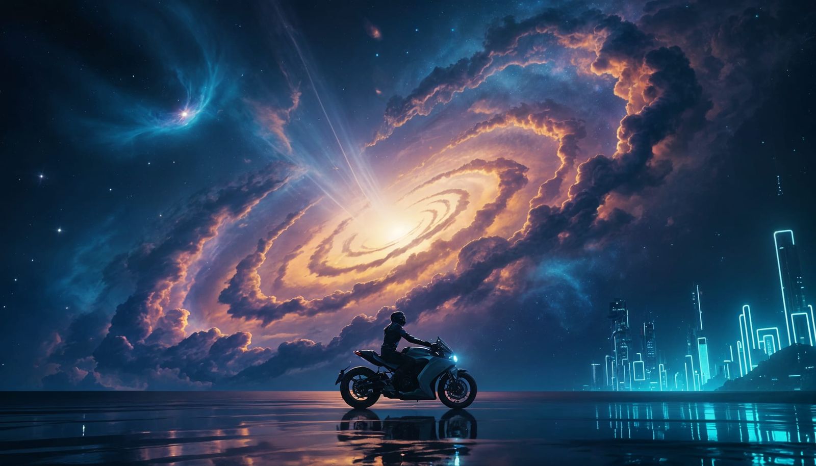 Cosmic Nebula as Chemical Reaction with Futuristic Rider