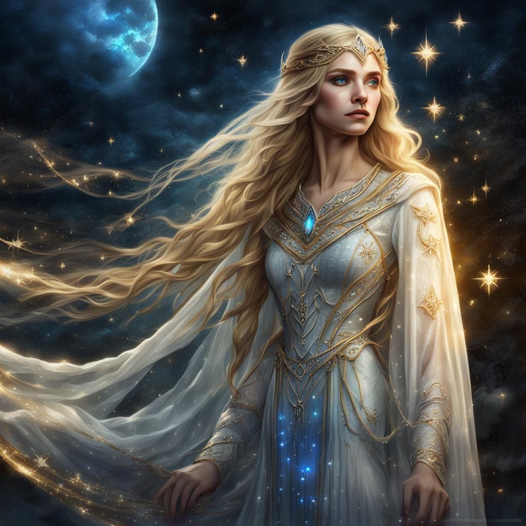 Elegant Elf Lady in Flowing Dress