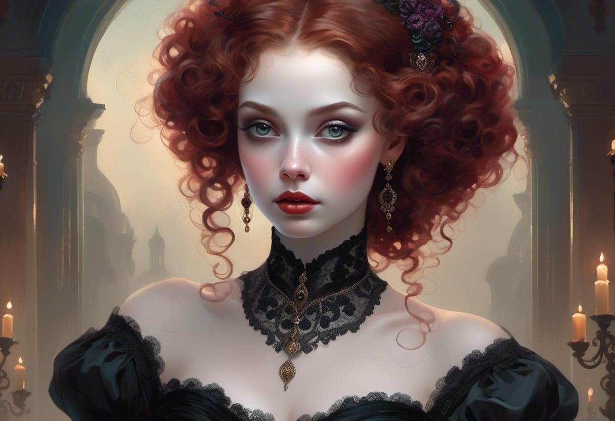 Rococo Portrait of a Lady in Velvet and Lace