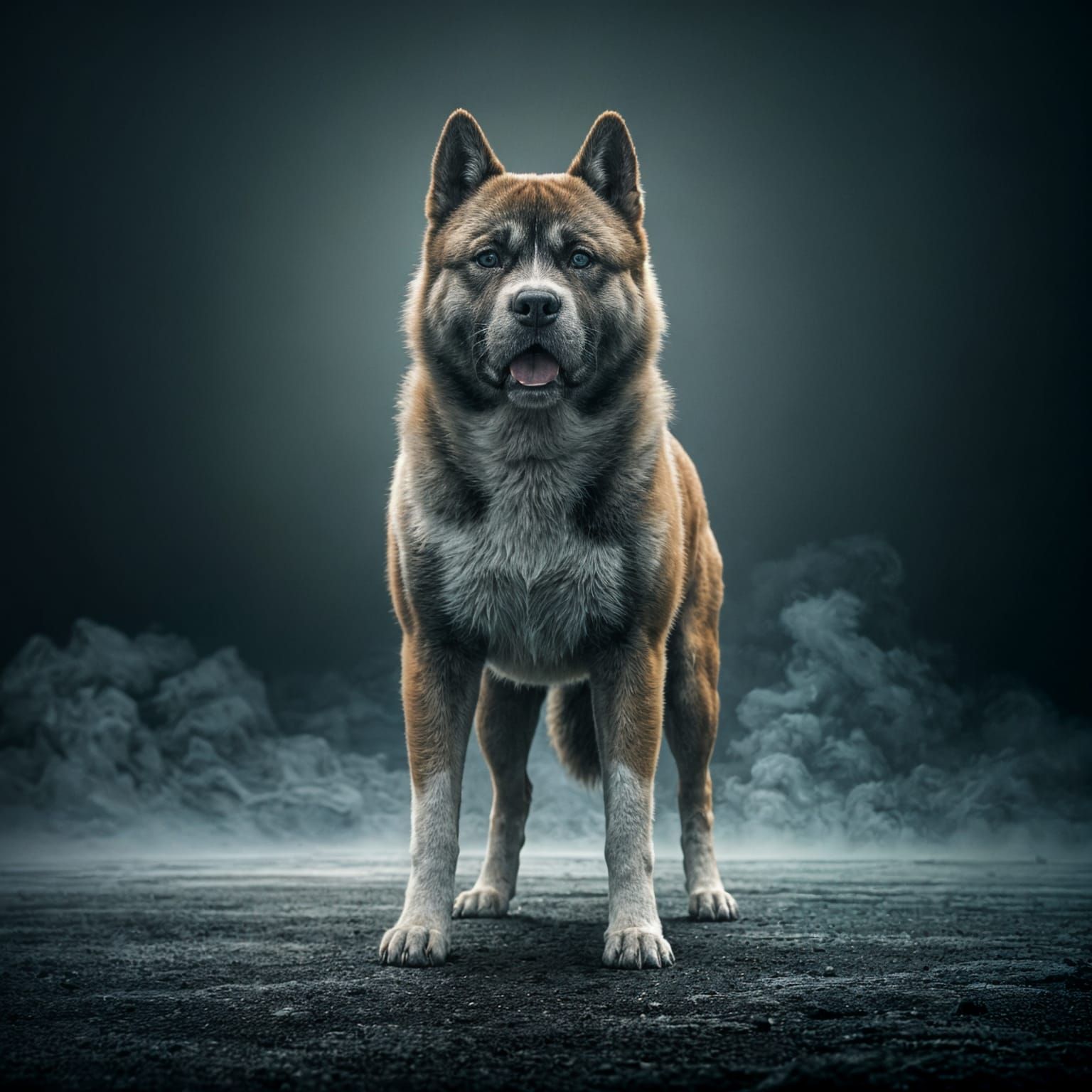 Akita and Pitbull Mix: Cinematic Dog Portrait