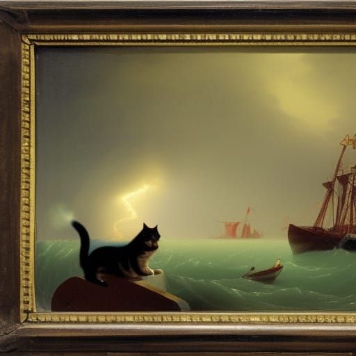 Whimsical Voyage in Stormy Seas: Persian Miniature