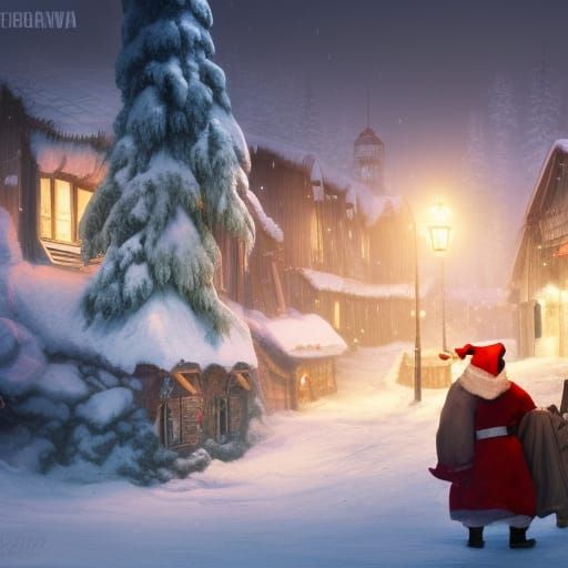 Blizzard at Santa's Village in Hyperdetailed Concept Art
