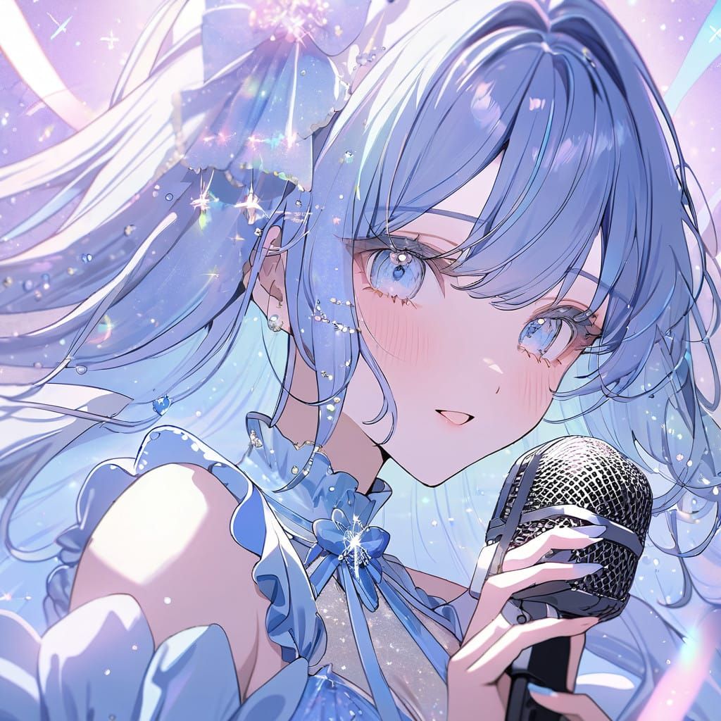 Elegant Anime Singer Performs on Stage