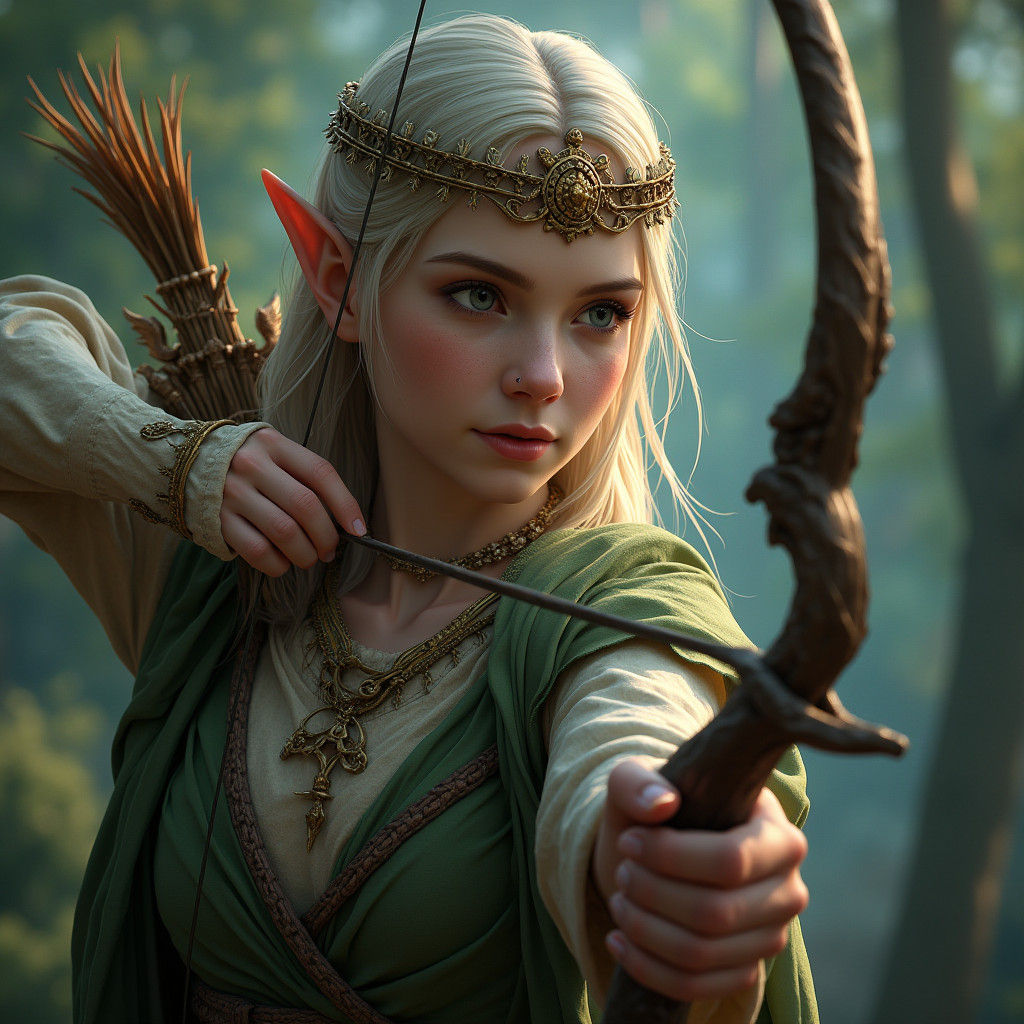 Fantasy Elf Archer in Detailed Matte Painting