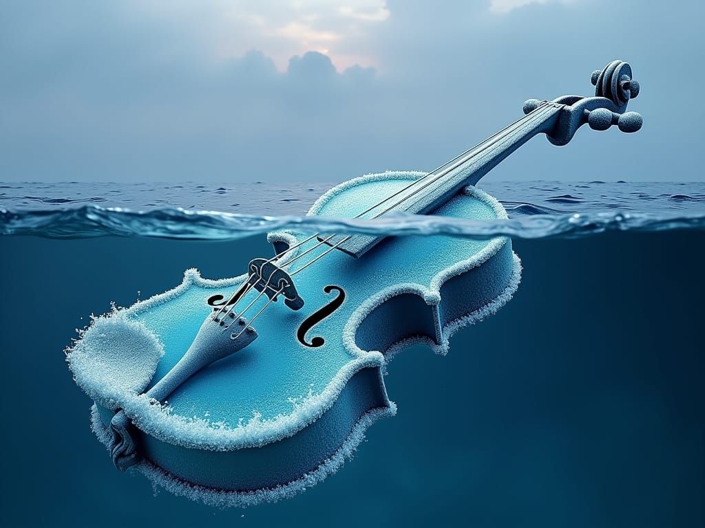 Ocean Water Violin with Seafoam Strings in Twilight
