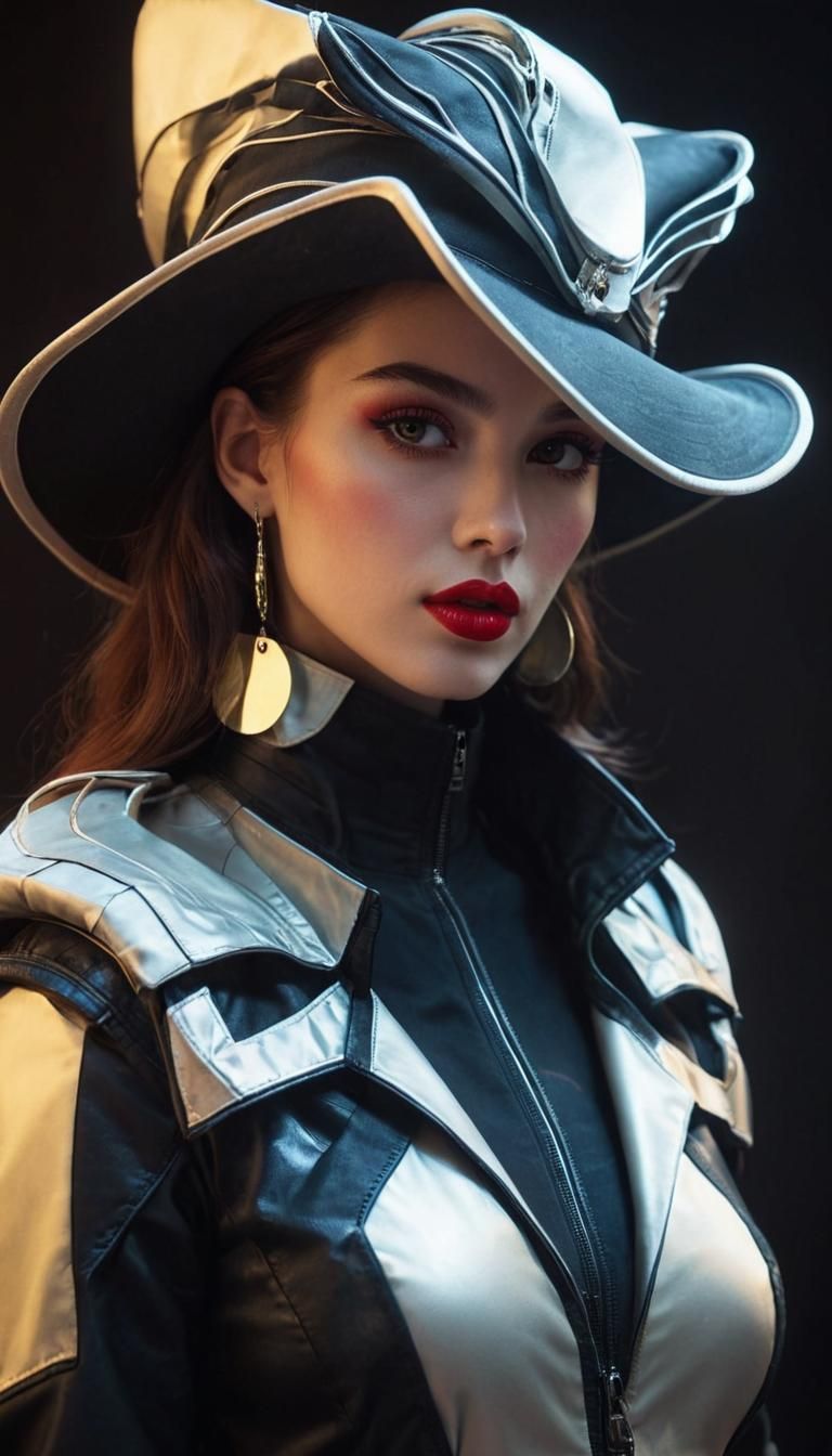 Fashion Model Portrait with Red Lipstick