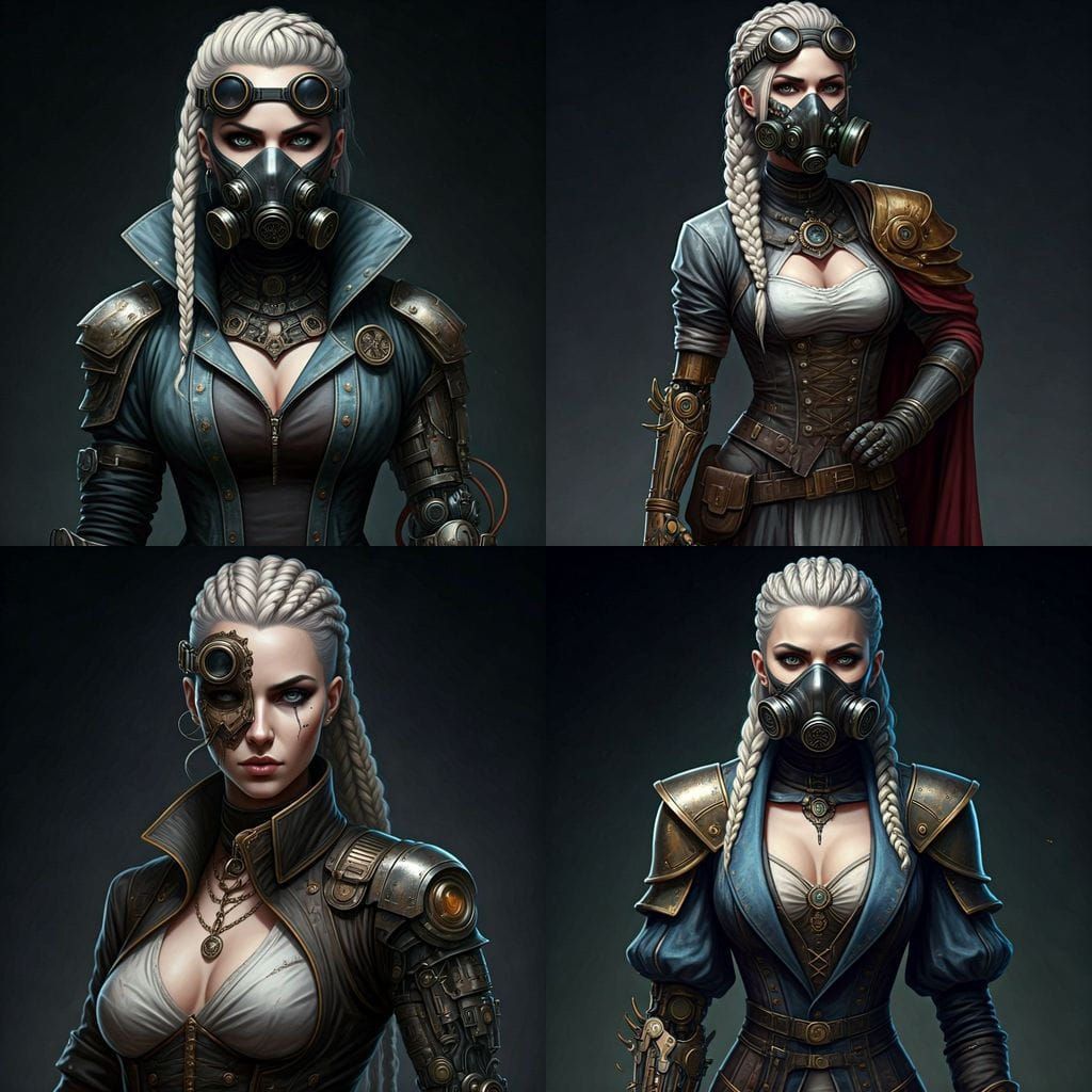 Mechanic Bea with Platinum Hair and Prosthetic Arm