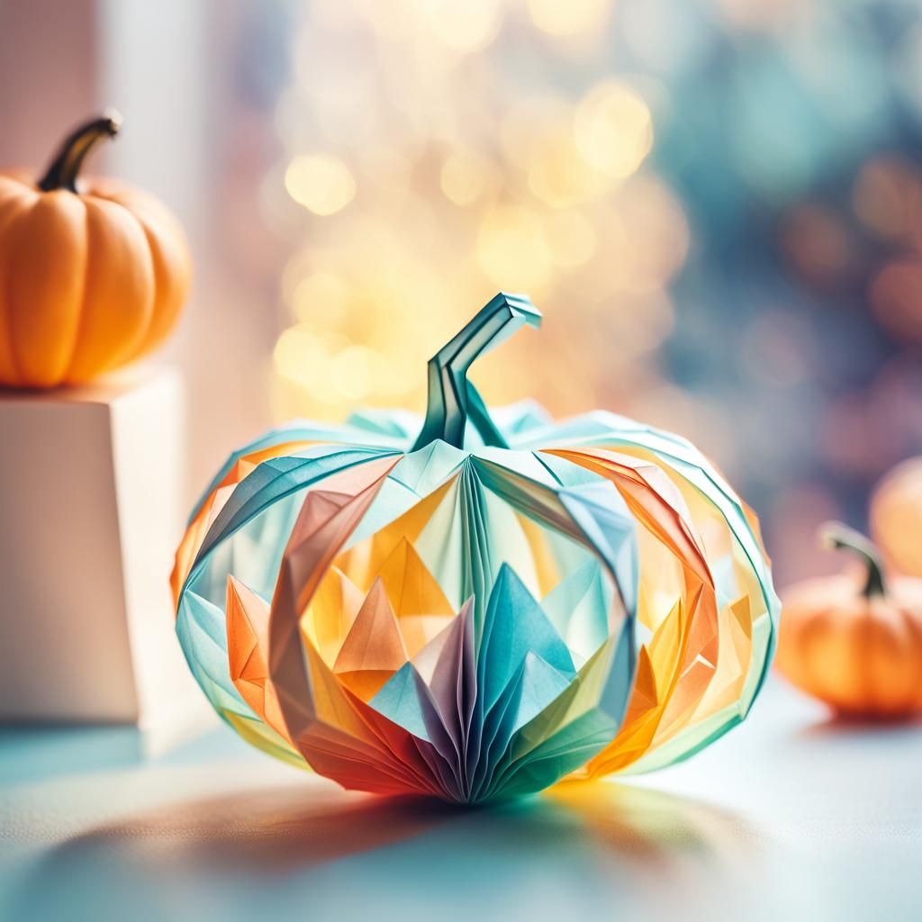 Glass Origami Pumpkin in Soft Focus Photography
