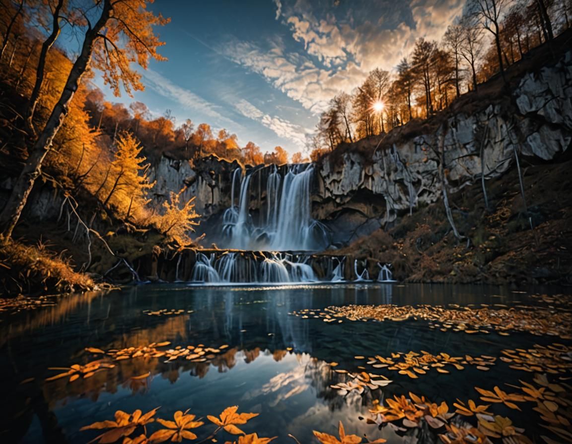 Plitvice Lakes Autumn Twilight Landscape Photography