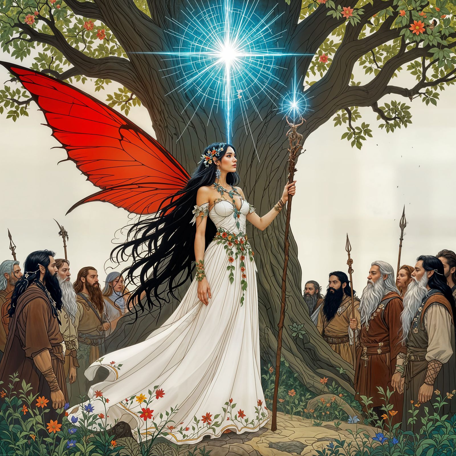 Fairy With Red Wings Creates Force Field Over Elves