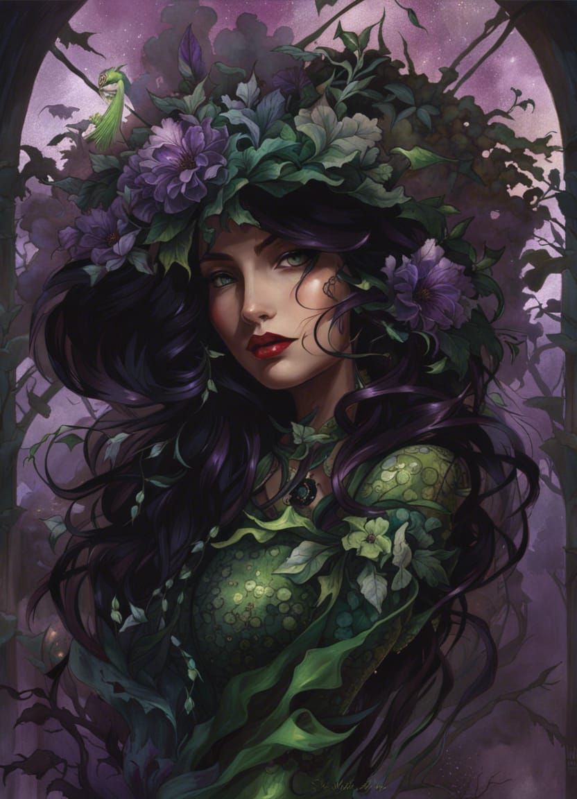 Enchanting Witch in Vines with Prismatic Flower Arch