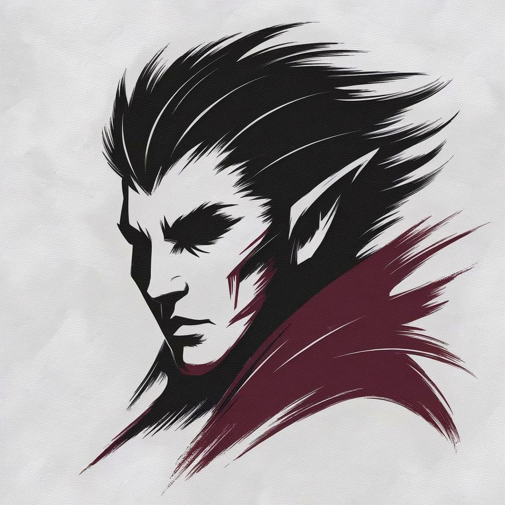 Dynamic Portrait of a Fiery Elemental in Expressive Brushstr...