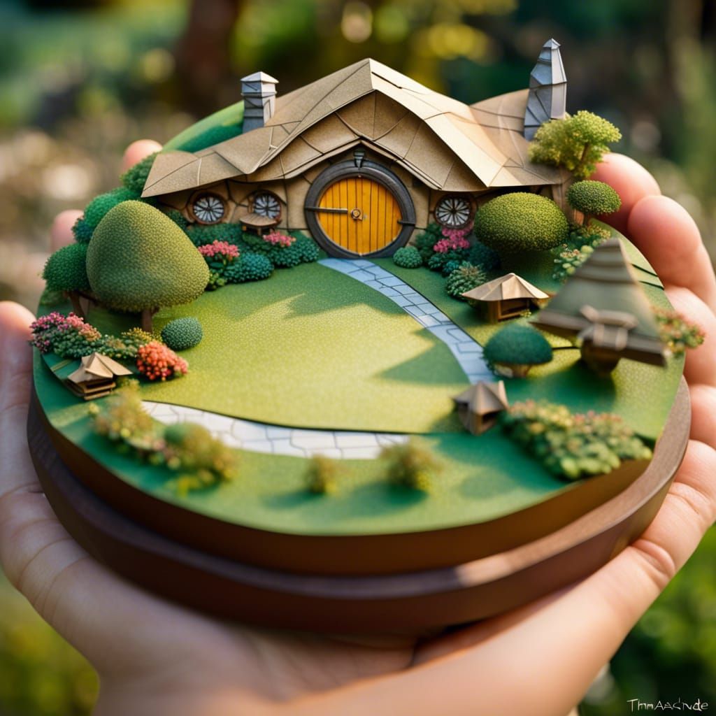Origami Hobbiton Papercraft in Ethereal Style